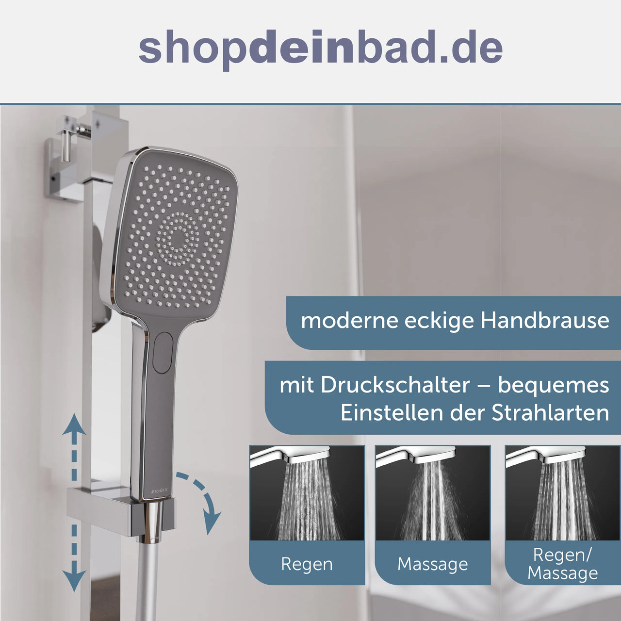 Kopfbrause-Set Ocean, Chrom/Anthrazit, mit Thermostatarmatur, mit Ablage
