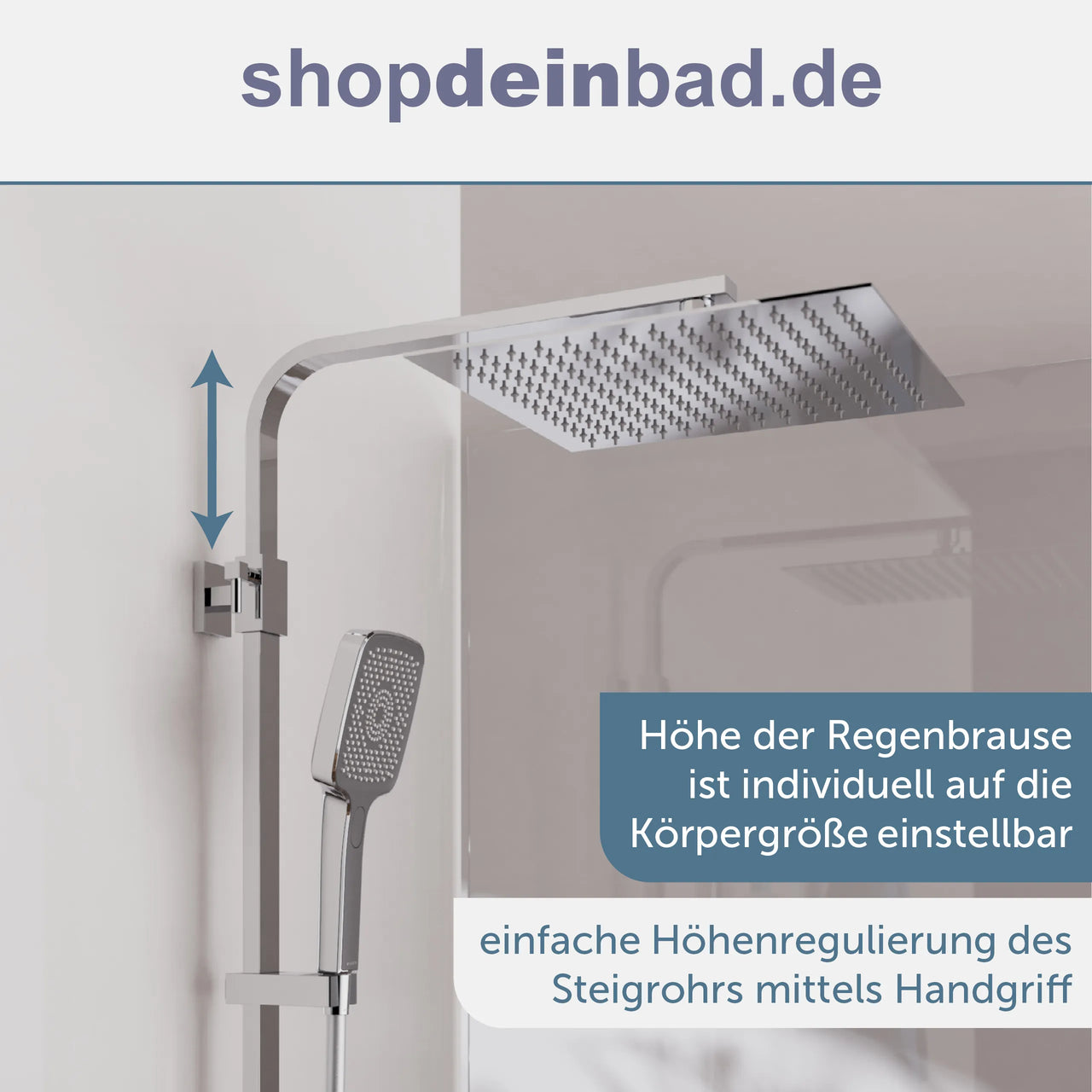 Kopfbrause-Set Ocean, Chrom/Anthrazit, mit Thermostatarmatur, mit Ablage