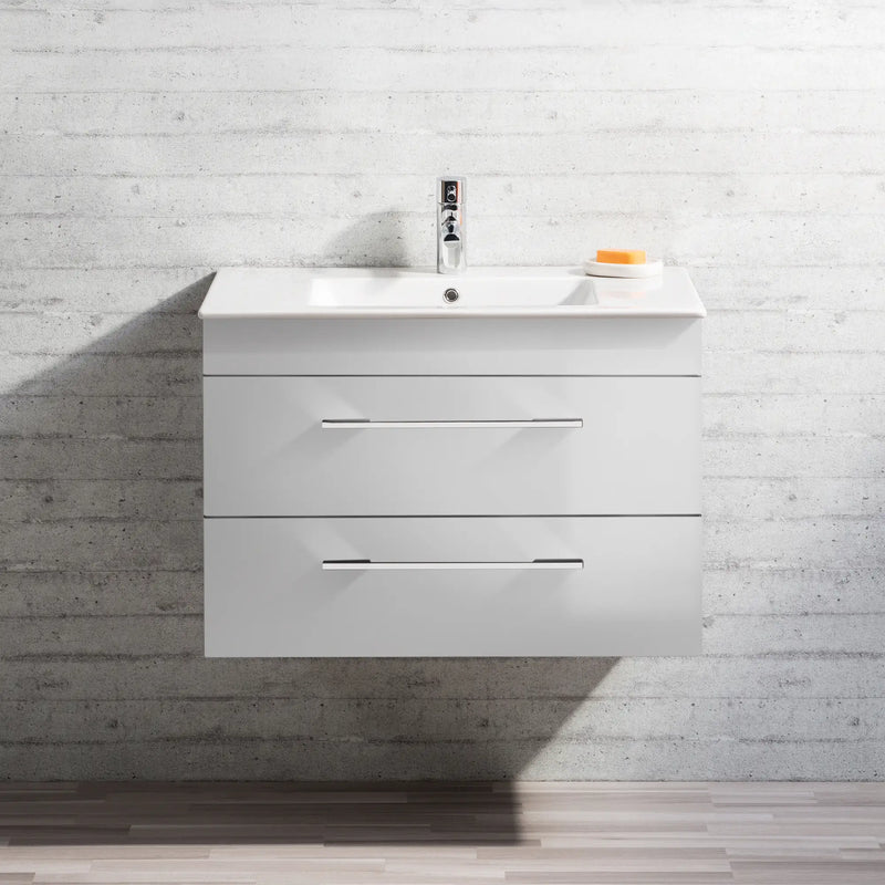 K5 Waschtisch inkl. Unterschrank | 91 cm, Weiß Hochglanz