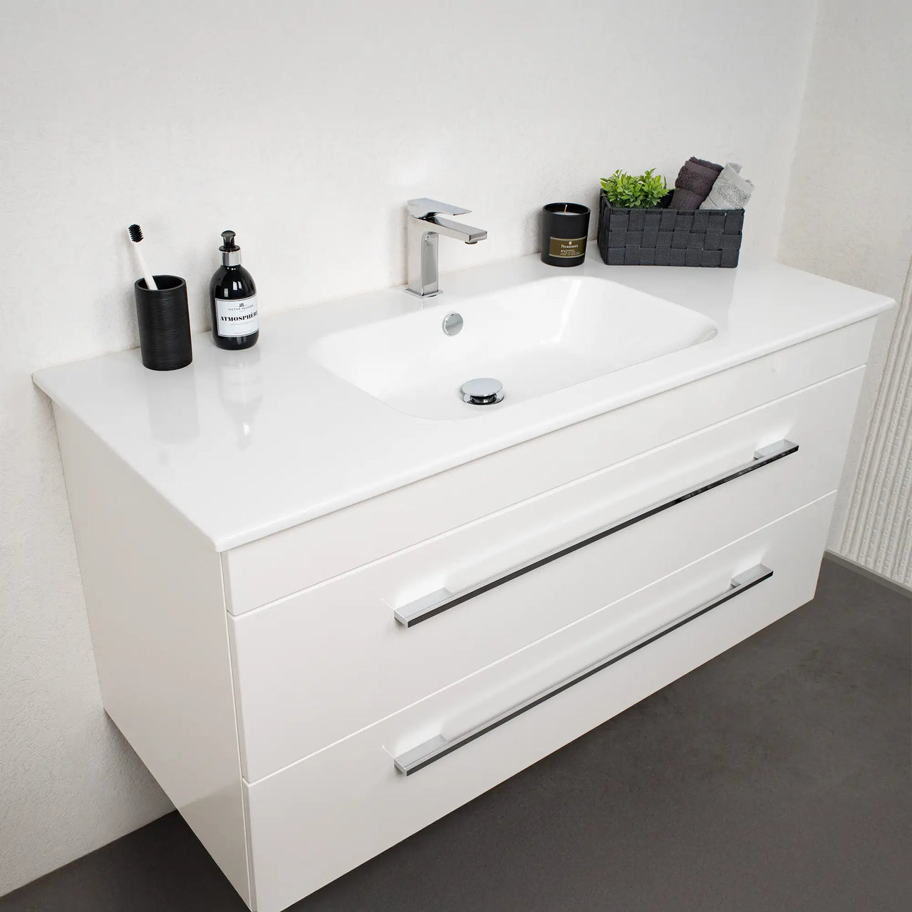K5 Waschtisch inkl. Unterschrank | 121 cm, Weiß Hochglanz