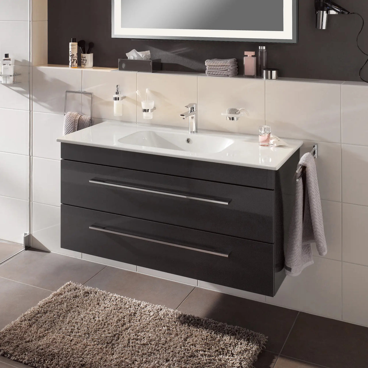 K5 Unterschrank | 117,9 cm, Grafit Hochglanz