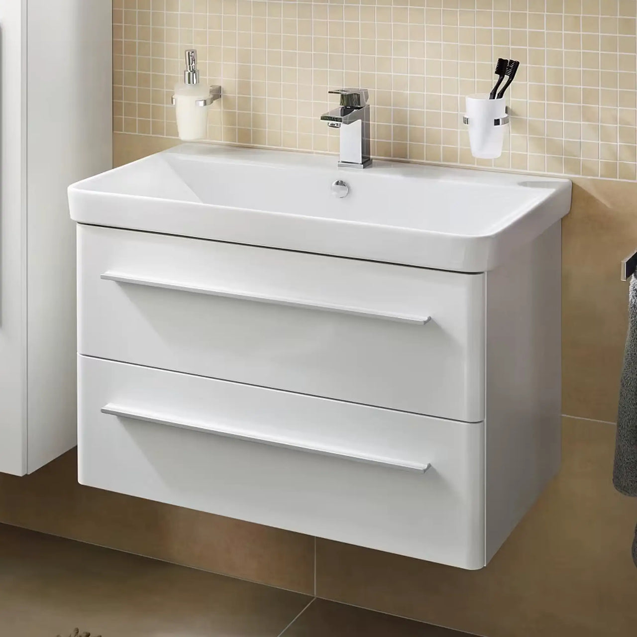 K8 Unterschrank | 76 cm, Weiß Hochglanz