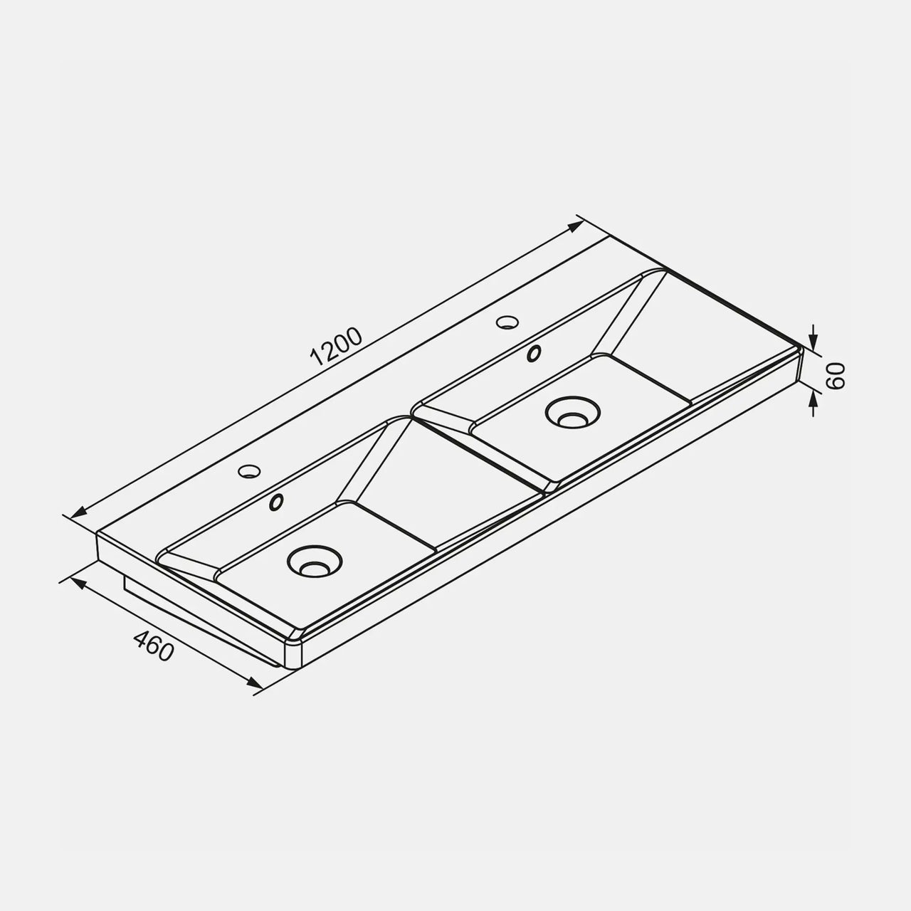 K8 Keramik Doppelbecken - 120 cm