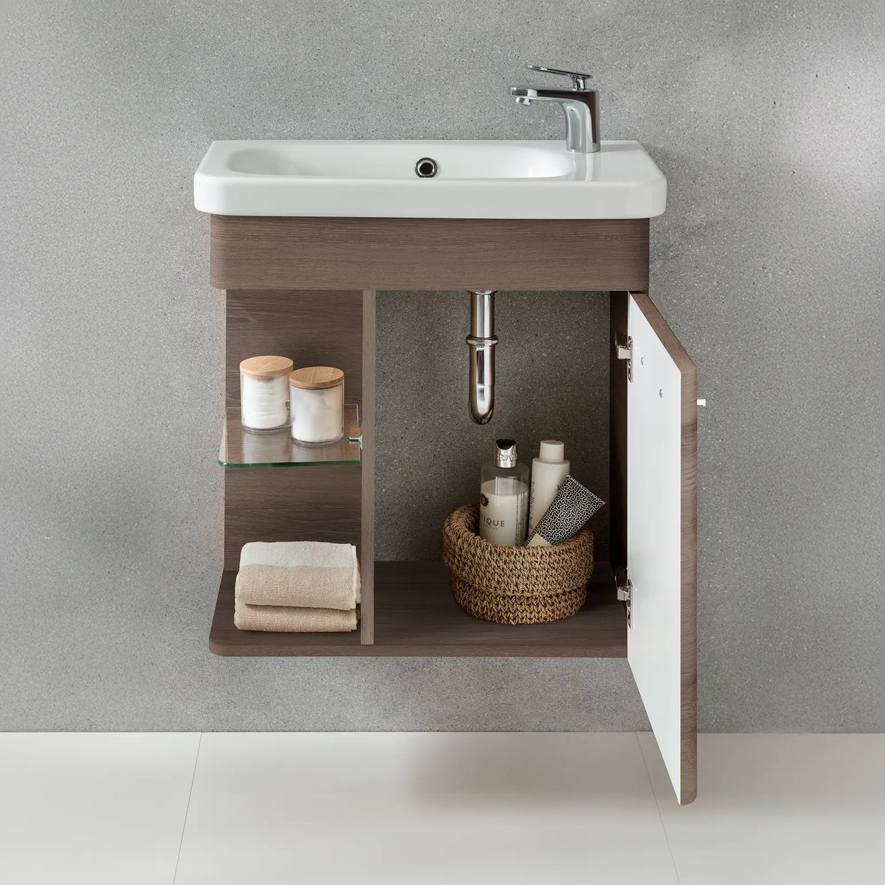 K8 Gäste Unterschrank | 55cm, Eiche-Maron