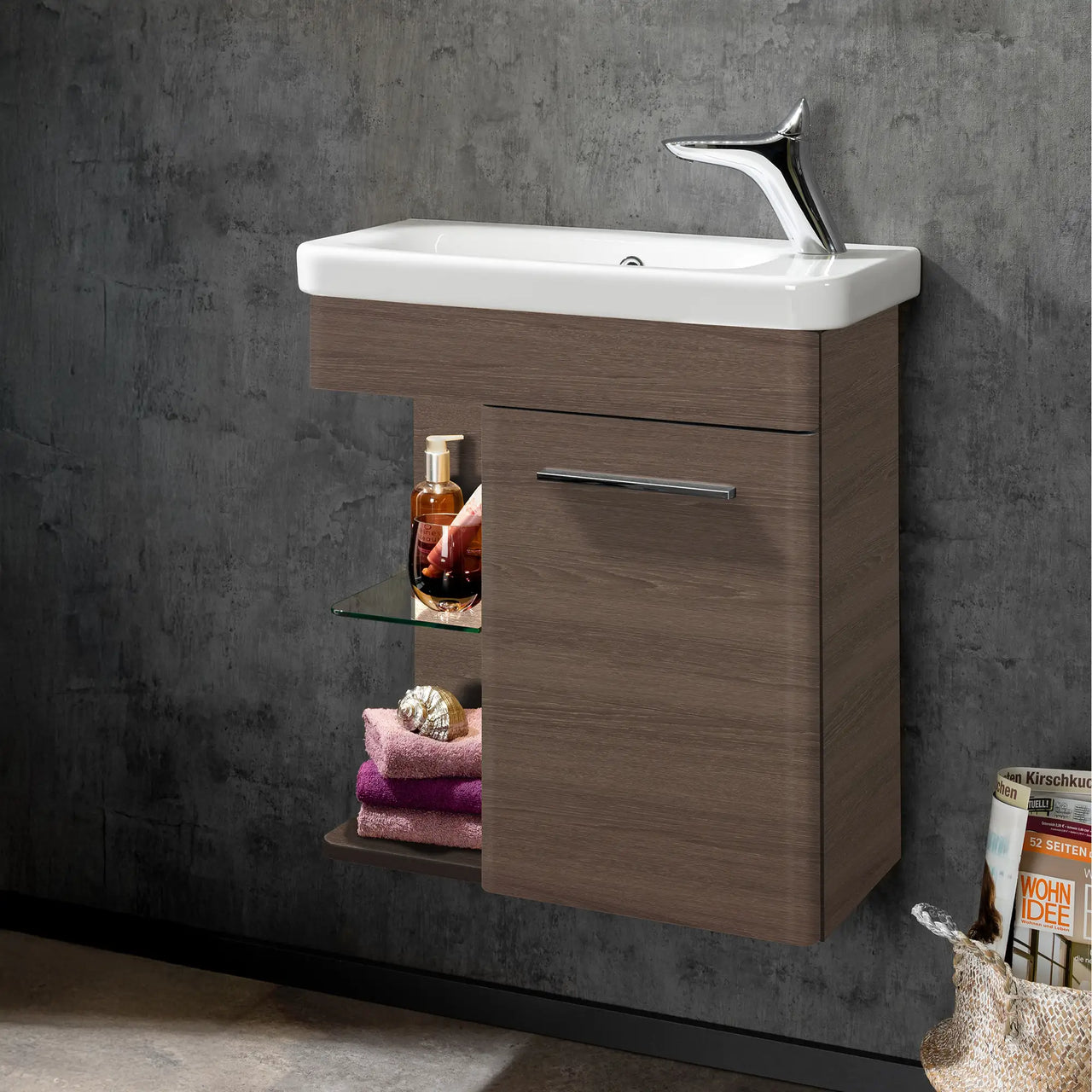 K8 Gäste Unterschrank | 55cm, Eiche-Maron