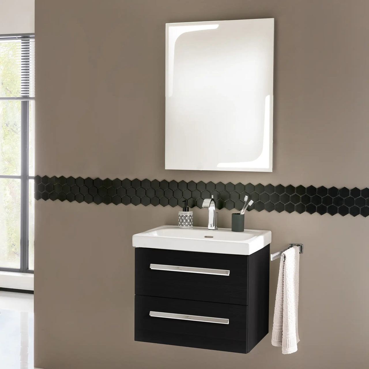 K1 Waschtisch inkl. Unterschrank | 61 cm, Dark Oak