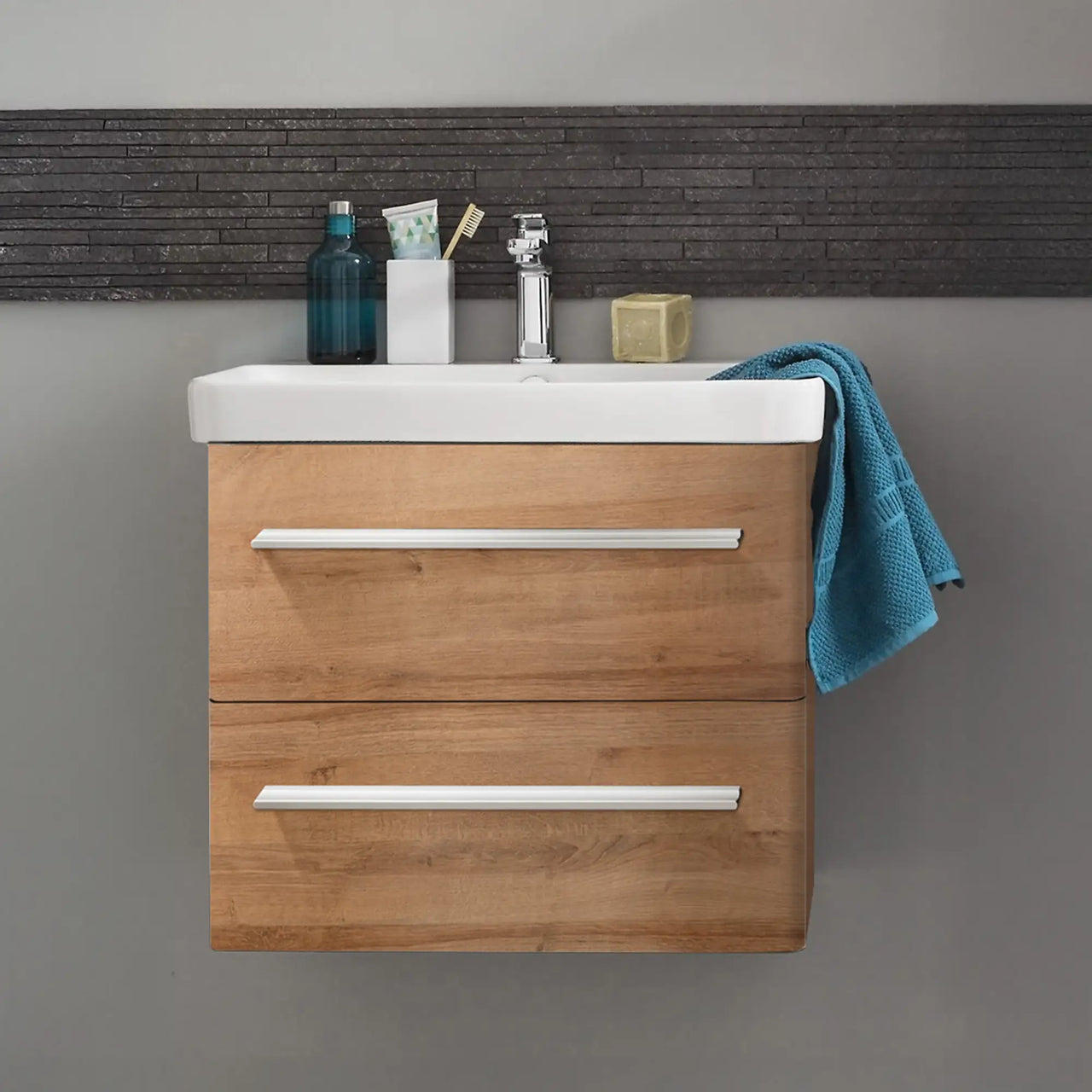 K8 Waschtisch inkl. Unterschrank | 60 cm, Berg-Eiche