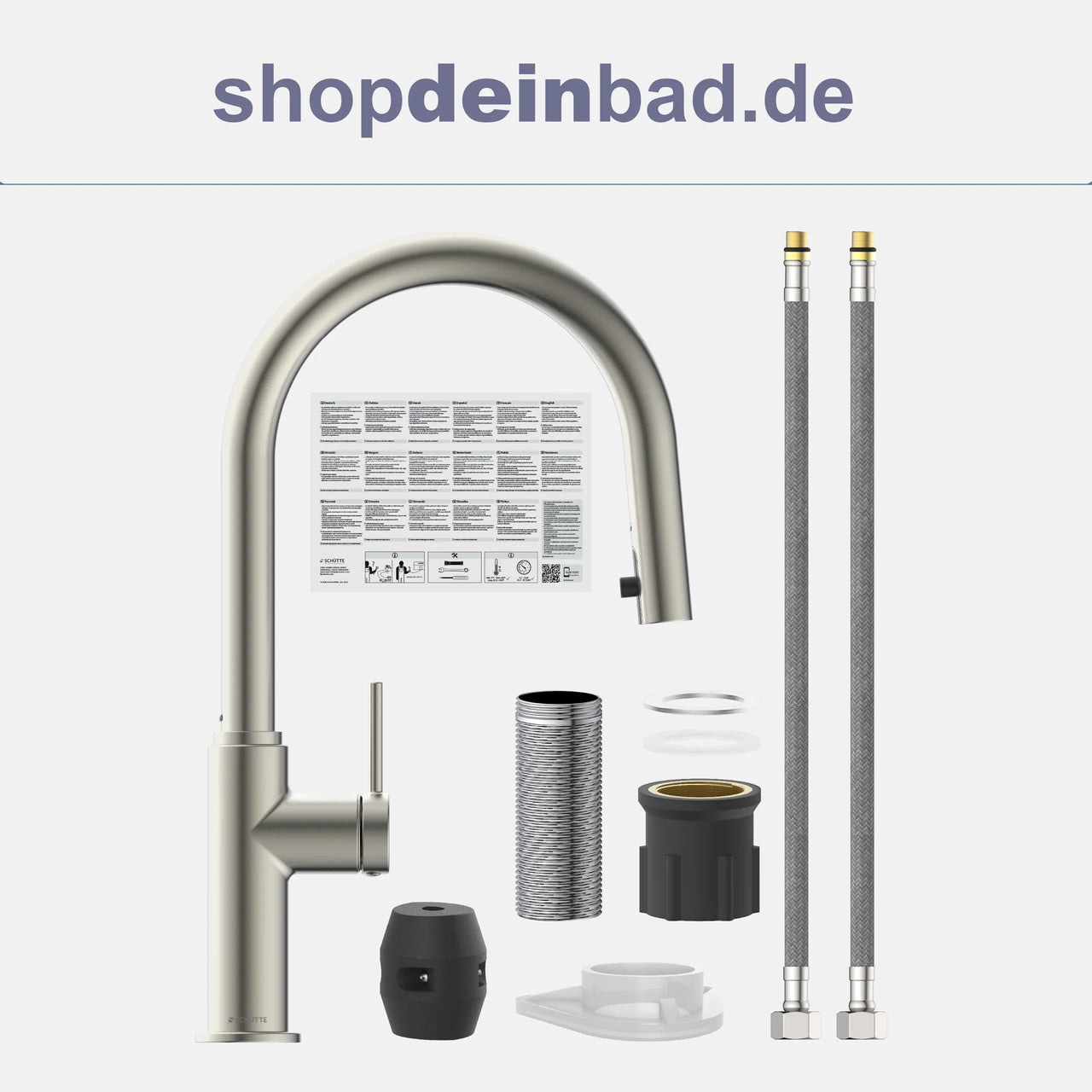 Küchenarmatur, Edelstahloptik, mit herausziehbarem Auslauf