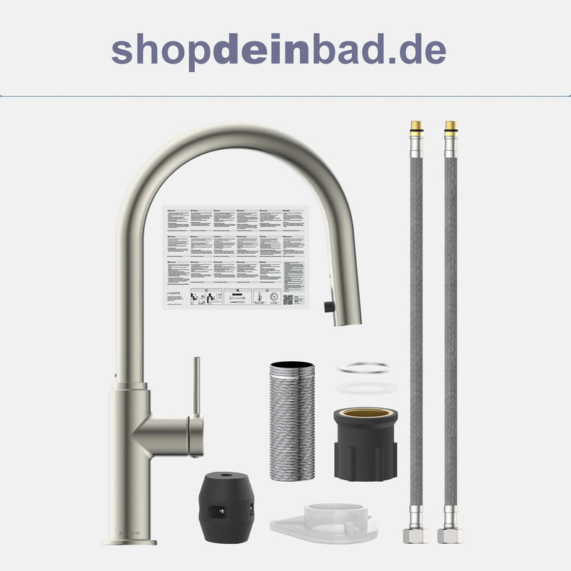 Küchenarmatur, Edelstahloptik, mit herausziehbarem Auslauf