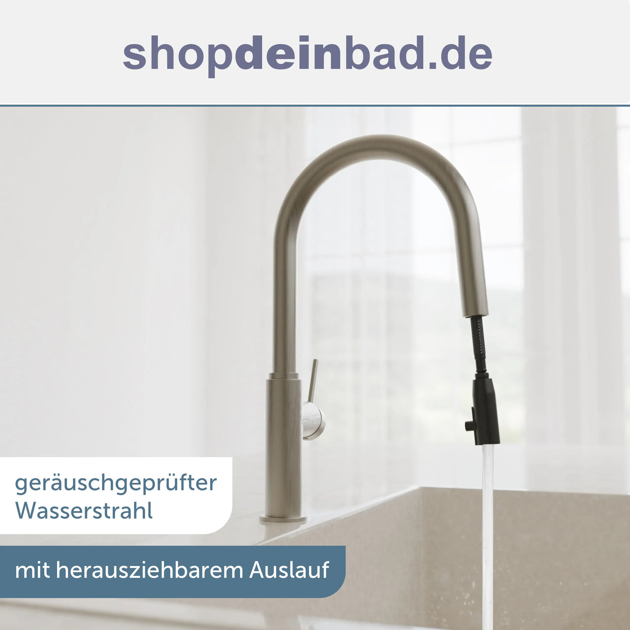 Küchenarmatur, Edelstahloptik, mit herausziehbarem Auslauf