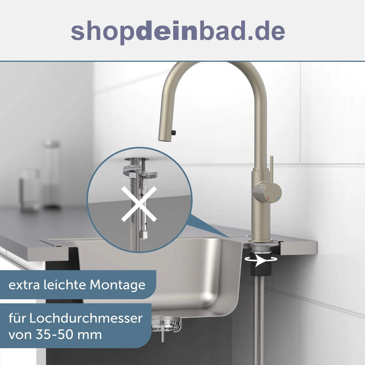 Küchenarmatur, Edelstahloptik, mit herausziehbarem Auslauf