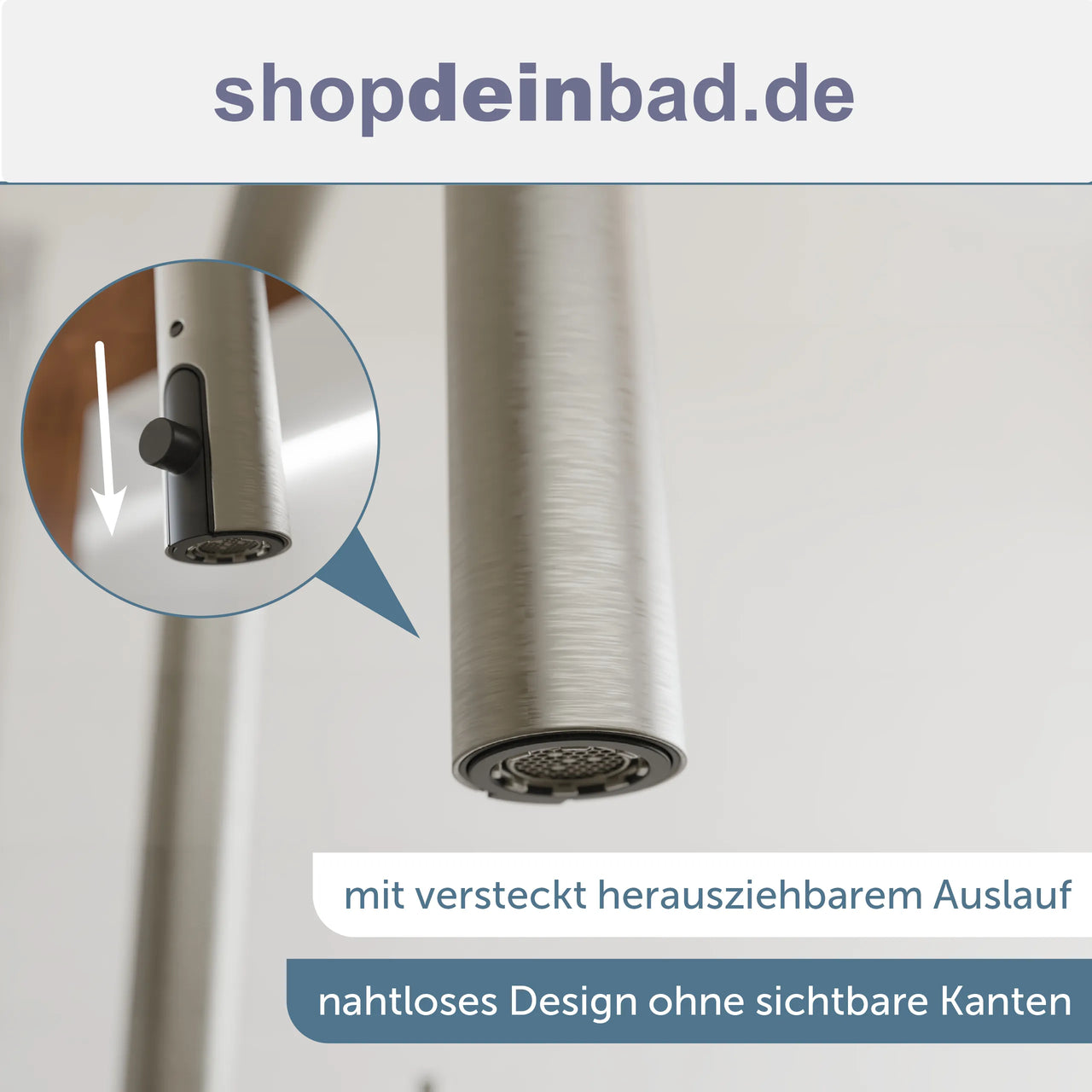 Küchenarmatur, Edelstahloptik, mit herausziehbarem Auslauf