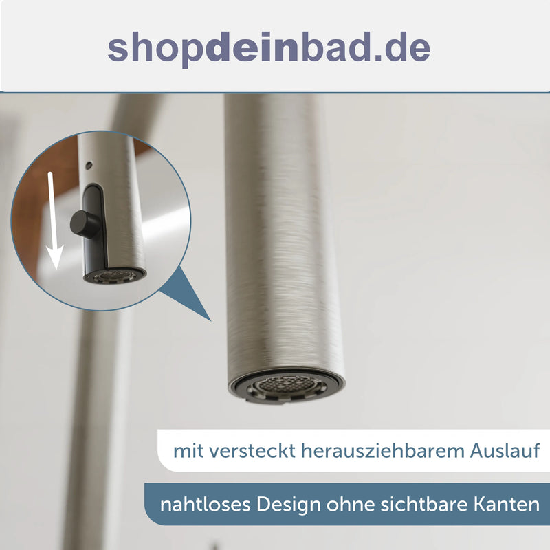 Küchenarmatur, Edelstahloptik, mit herausziehbarem Auslauf