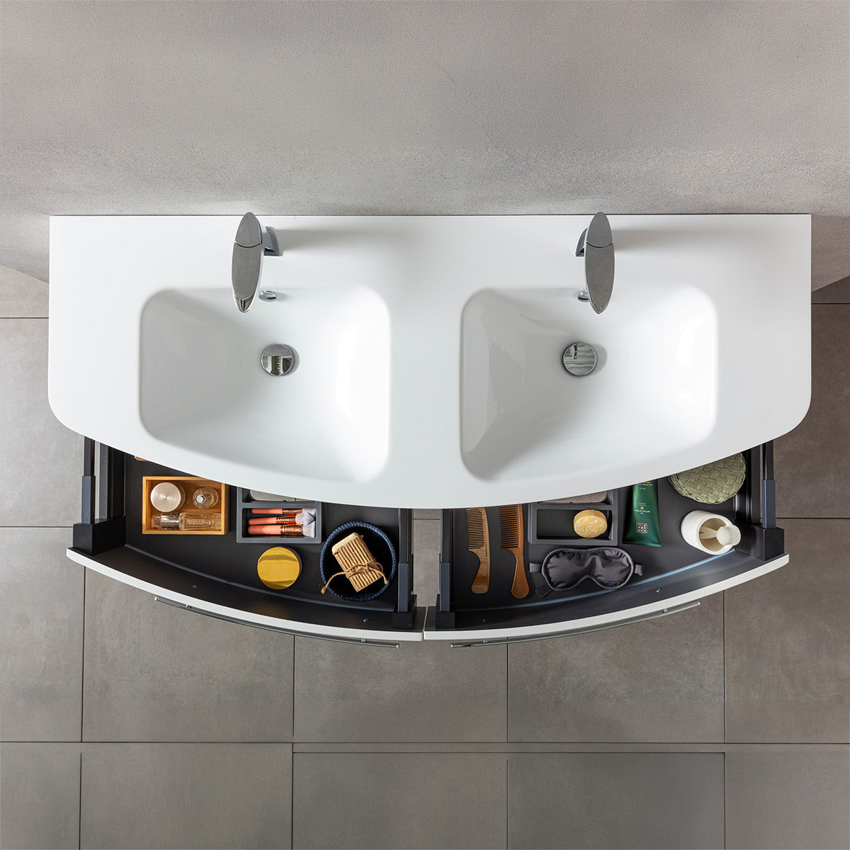Lanzet Classico 138 cm Waschtisch / Doppelbecken Weiß