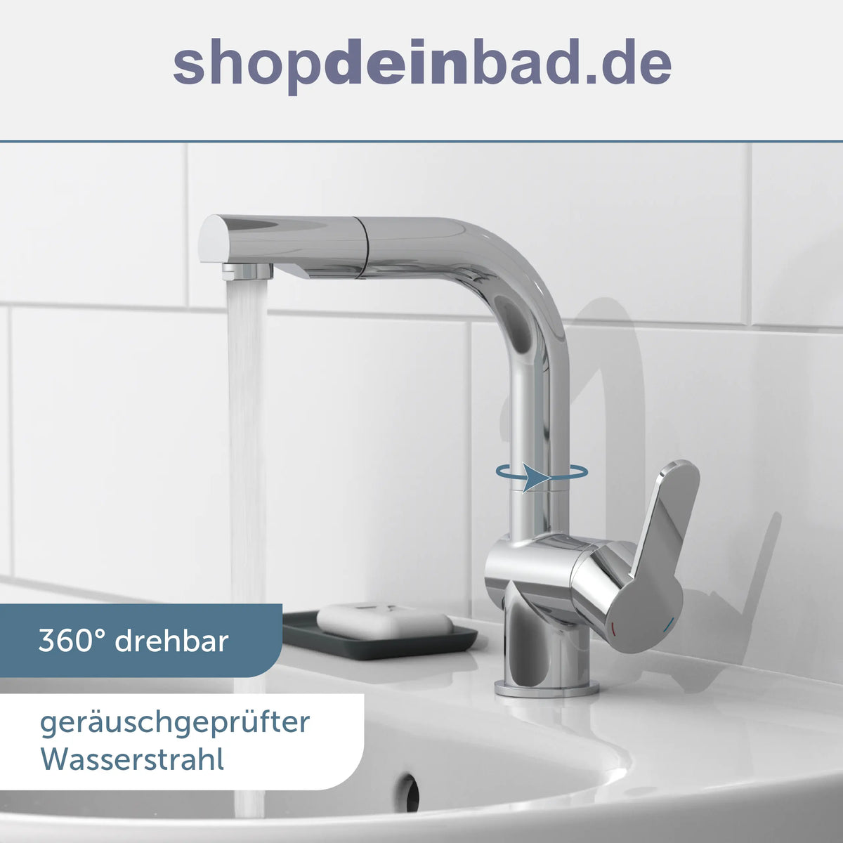 LONDON Waschtischarmatur, Chrom, mit herausziehbarer Haarbrause