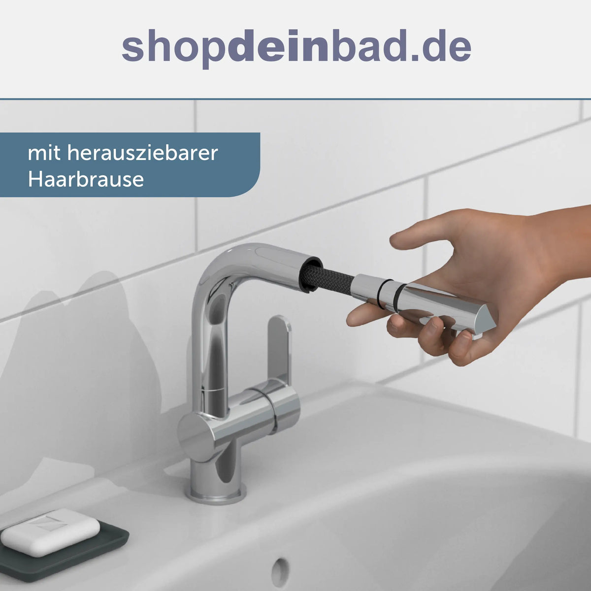 LONDON Waschtischarmatur, Chrom, mit herausziehbarer Haarbrause