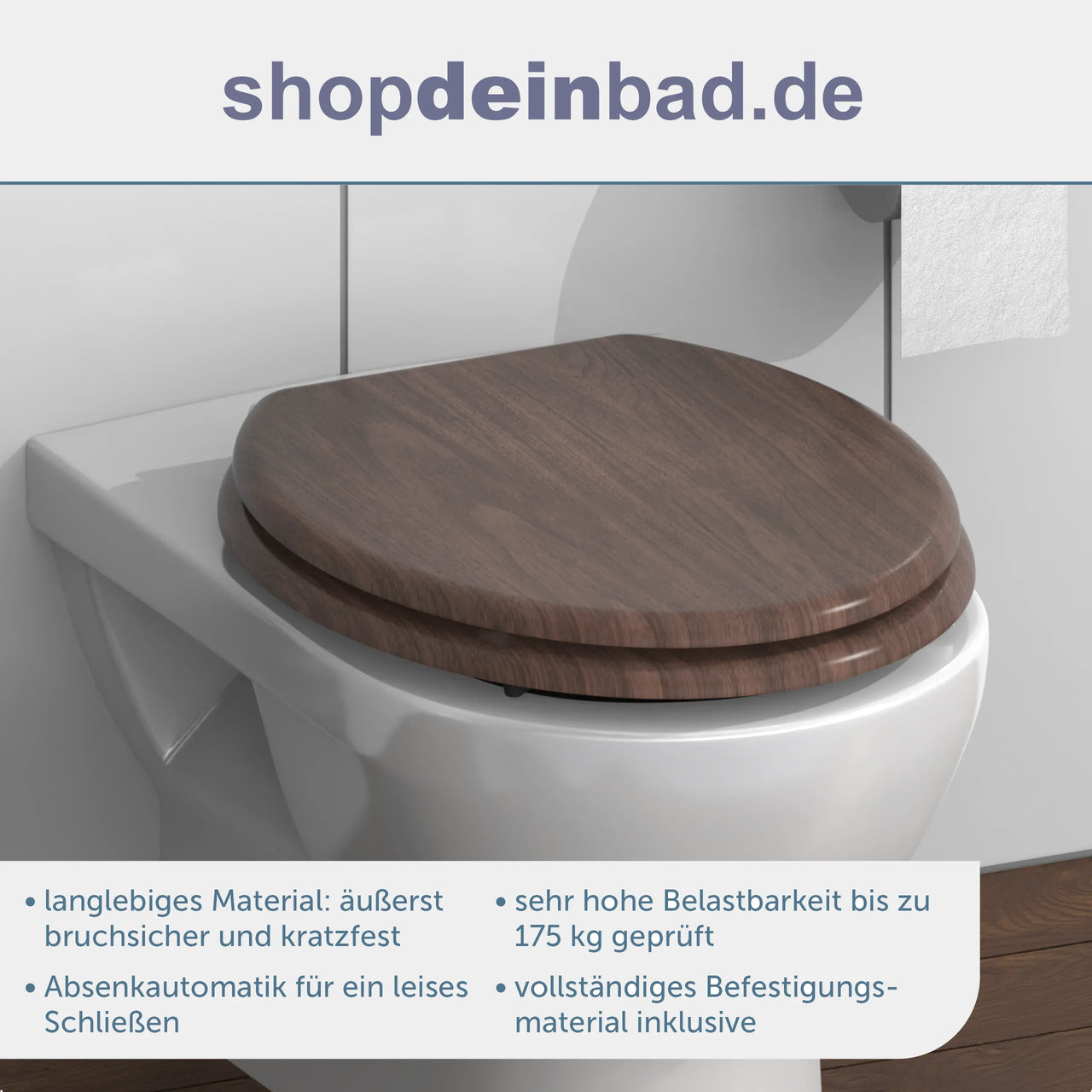 Holz WC-Sitz DARK WOOD mit Absenkautomatik