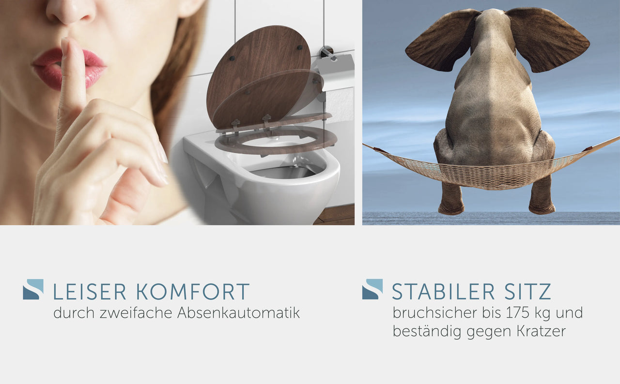 Holz WC-Sitz DARK WOOD mit Absenkautomatik
