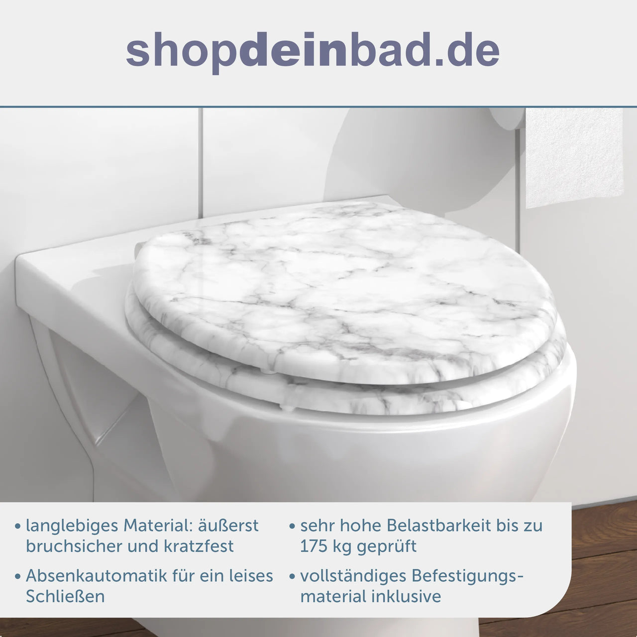 Holz WC-Sitz MARMOR STONE mit Absenkautomatik