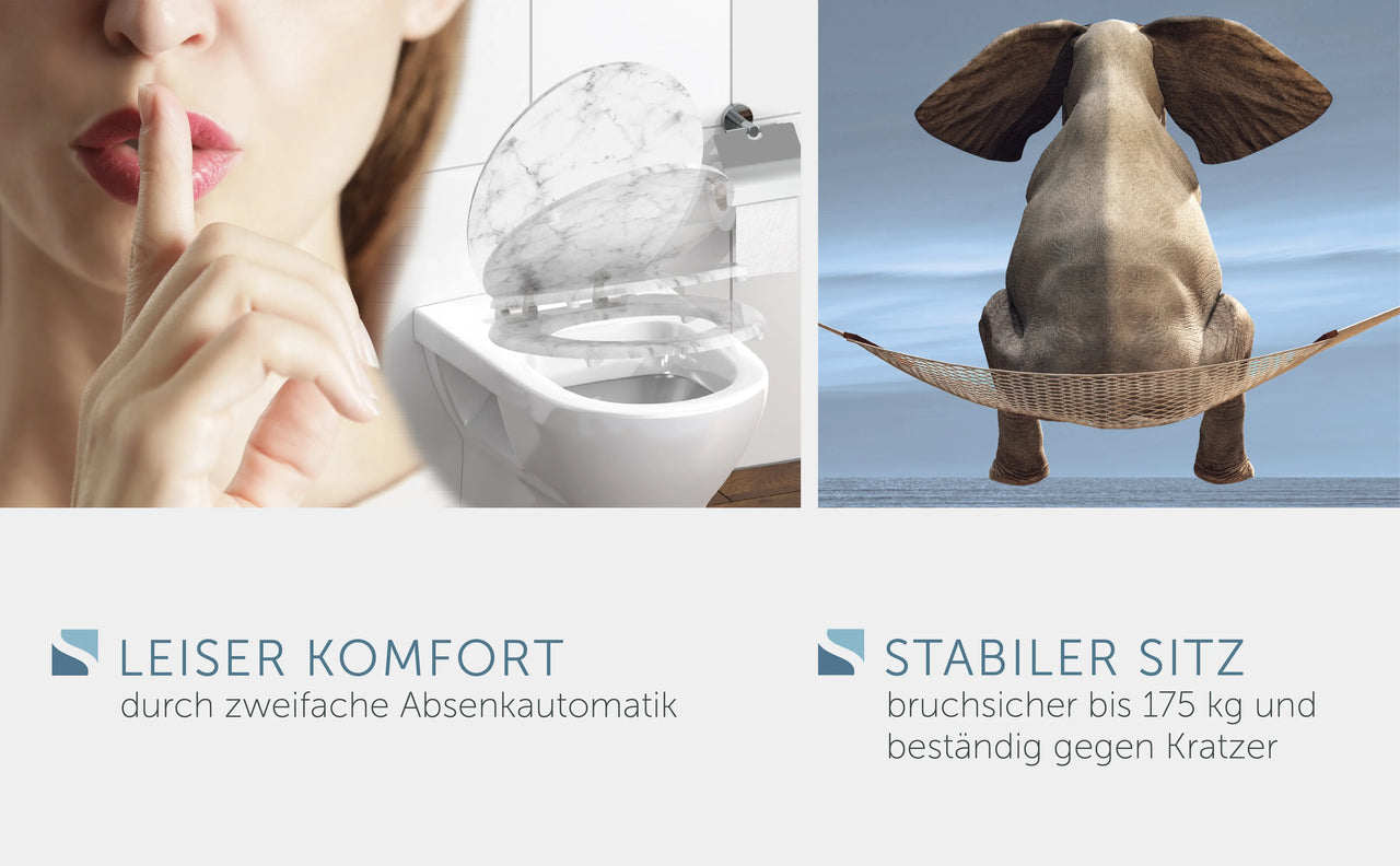 Holz WC-Sitz MARMOR STONE mit Absenkautomatik