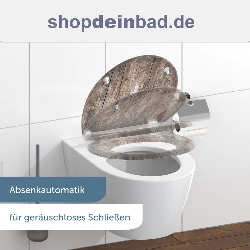 WC-Sitz OLD WOOD mit Absenkautomatik und Schnellverschluss