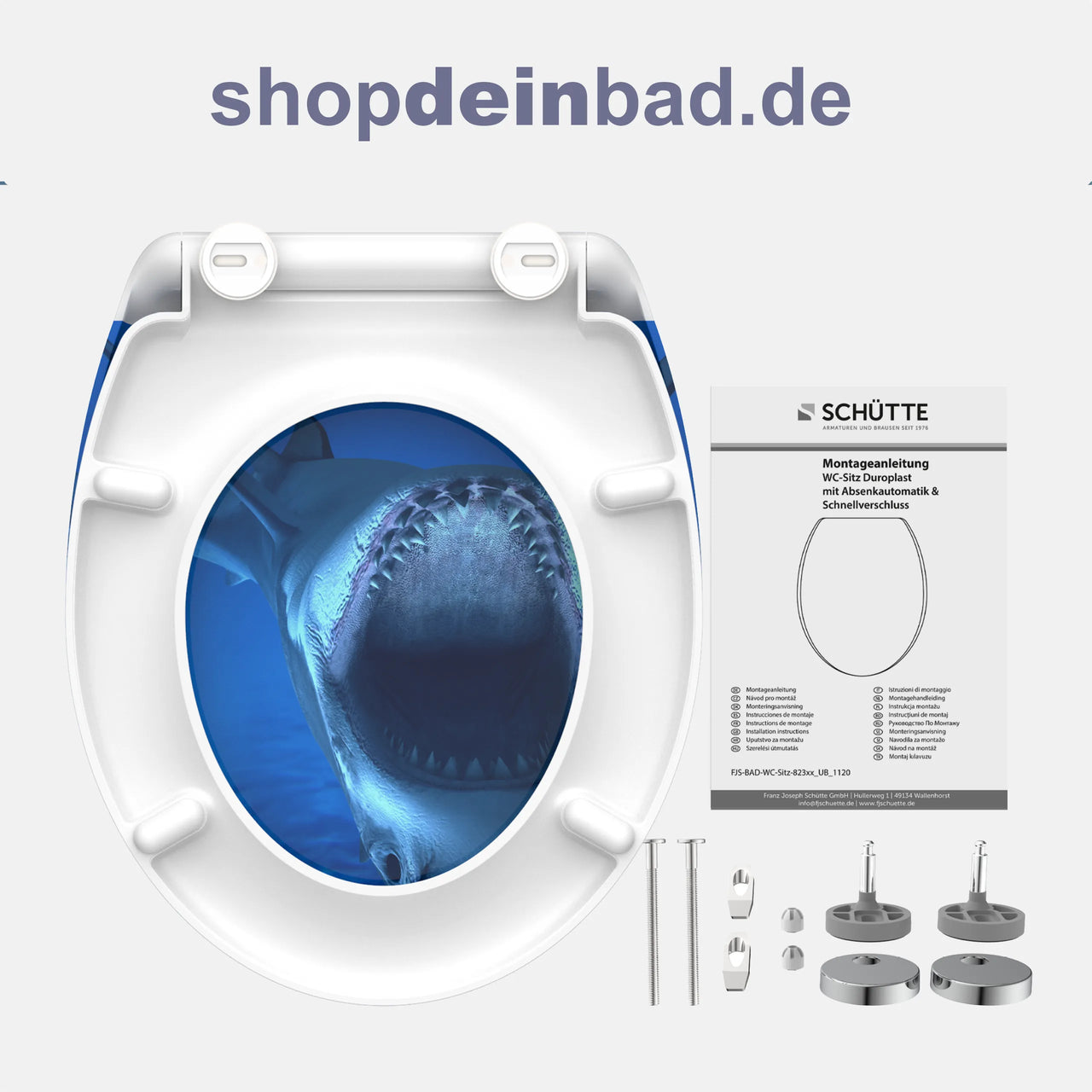 WC-Sitz SHARK mit Absenkautomatik und Schnellverschluss