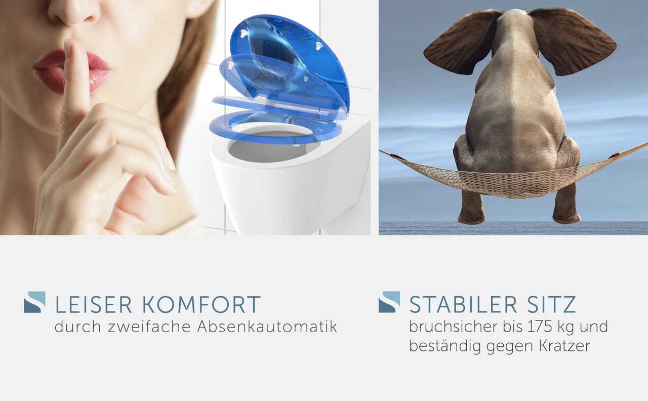 WC-Sitz SHARK mit Absenkautomatik und Schnellverschluss