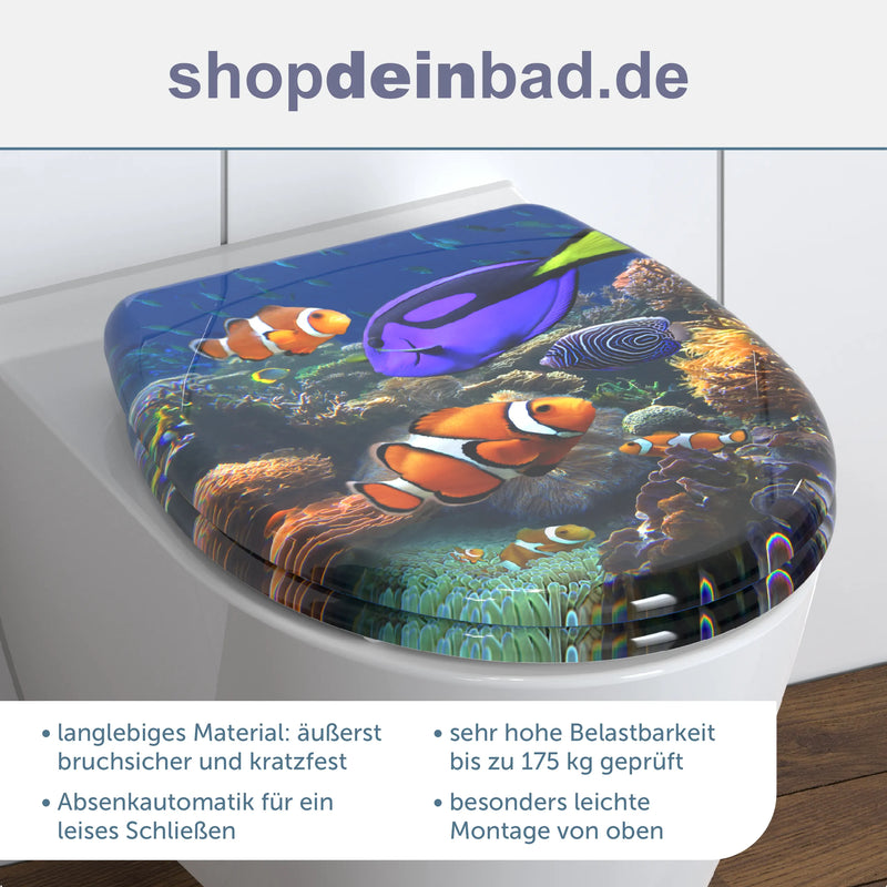 WC-Sitz SEA LIFE mit Absenkautomatik und Schnellverschluss