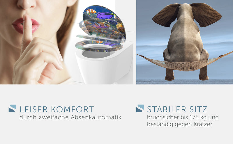 WC-Sitz SEA LIFE mit Absenkautomatik und Schnellverschluss