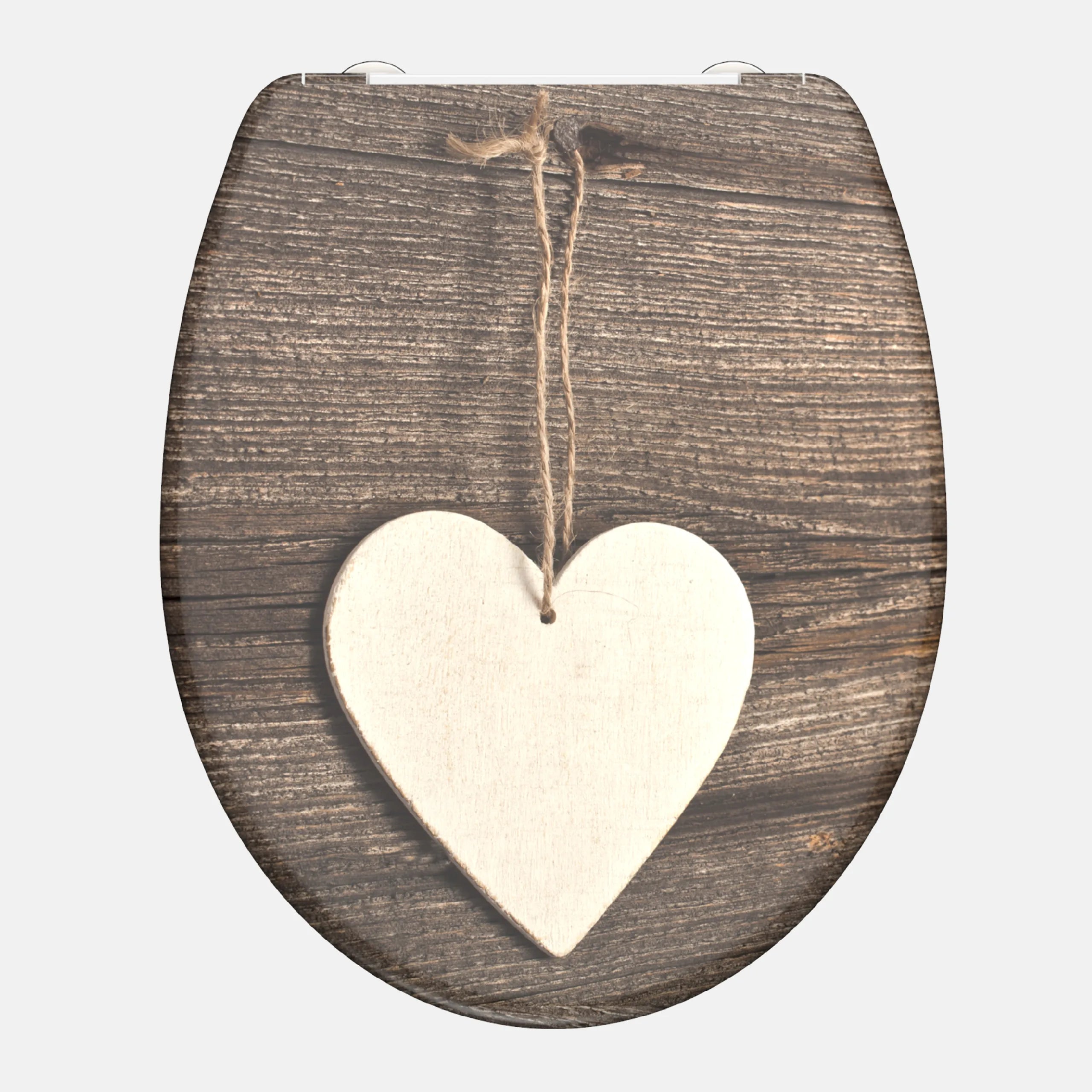WC-Sitz WOOD HEART mit Absenkautomatik und Schnellverschluss