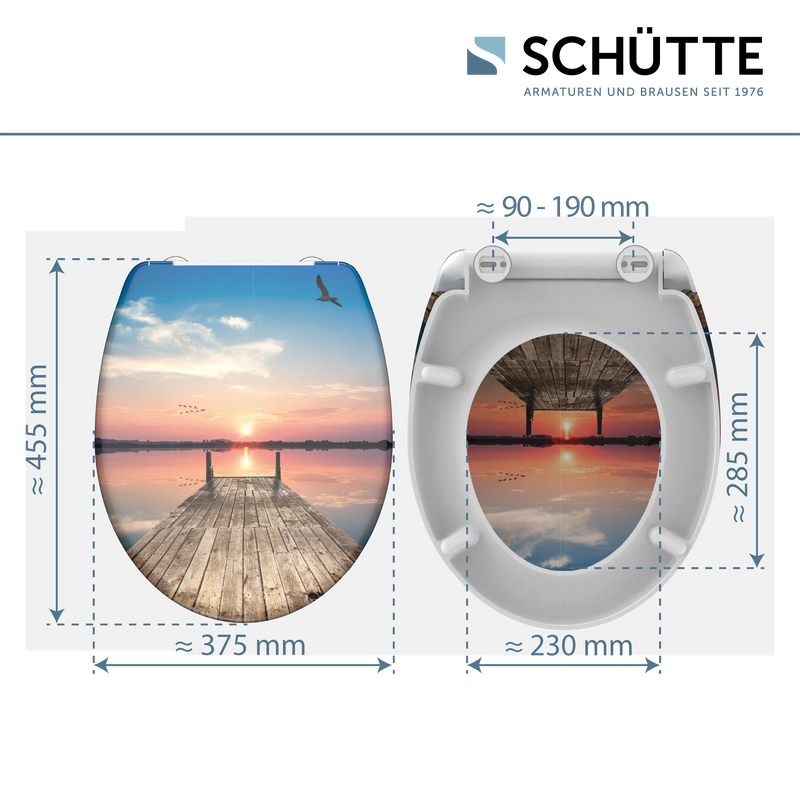 WC-Sitz SUNSET SKY mit Absenkautomatik und Schnellverschluss