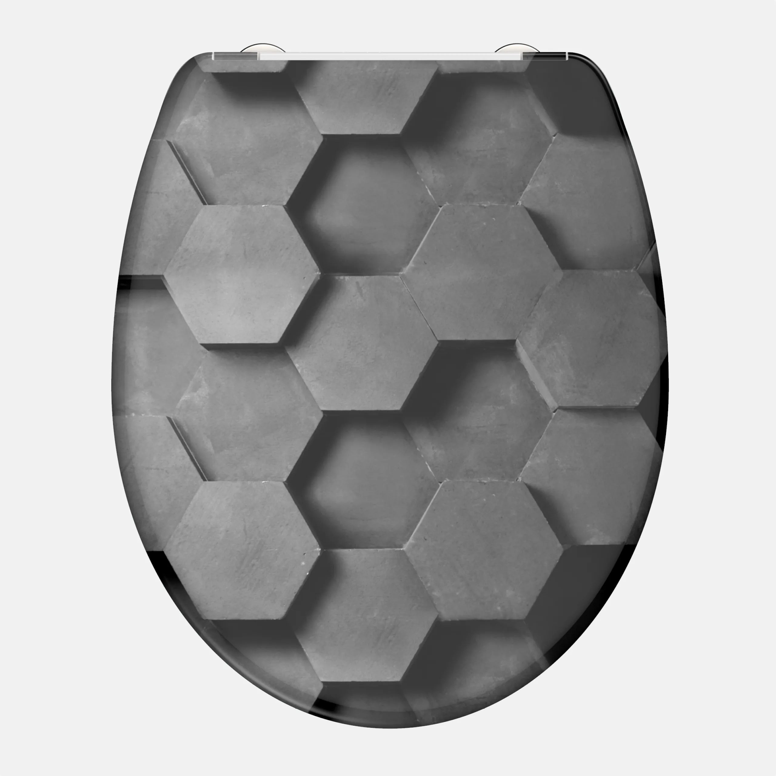 WC-Sitz GREY HEXAGONS mit Absenkautomatik und Schnellverschluss
