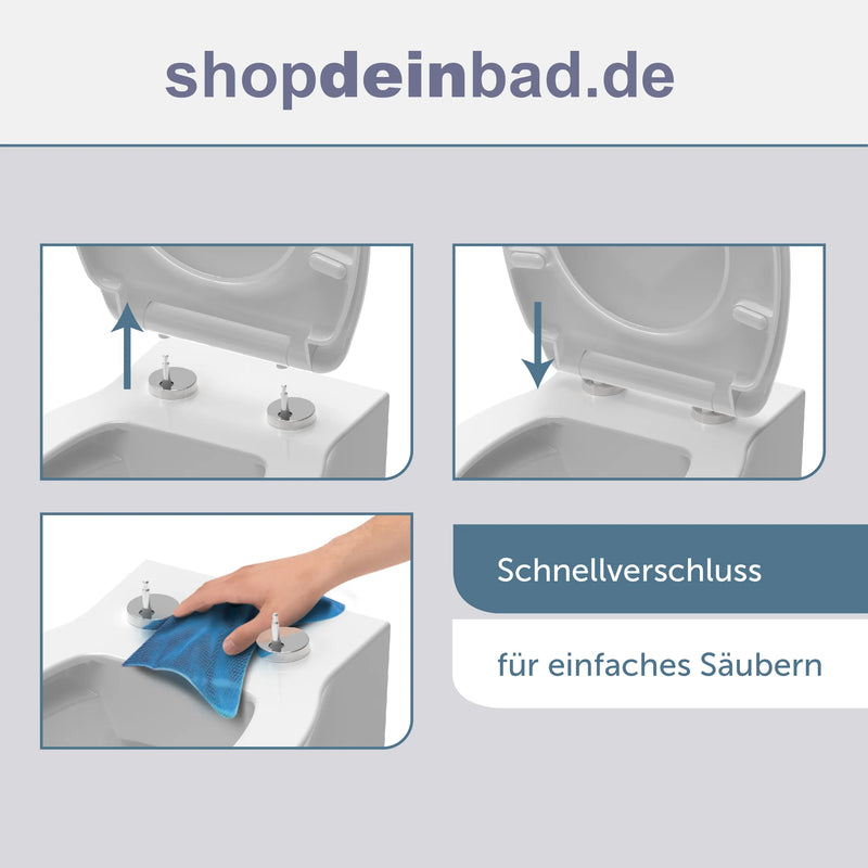 WC-Sitz GREY HEXAGONS mit Absenkautomatik und Schnellverschluss