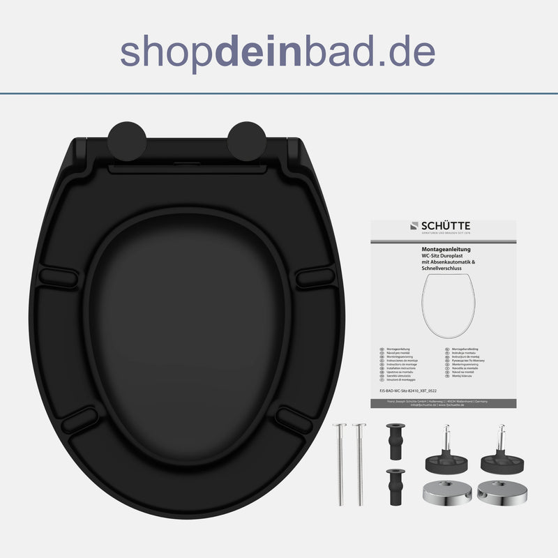 WC-Sitz schwarz mit Absenkautomatik und Schnellverschluss