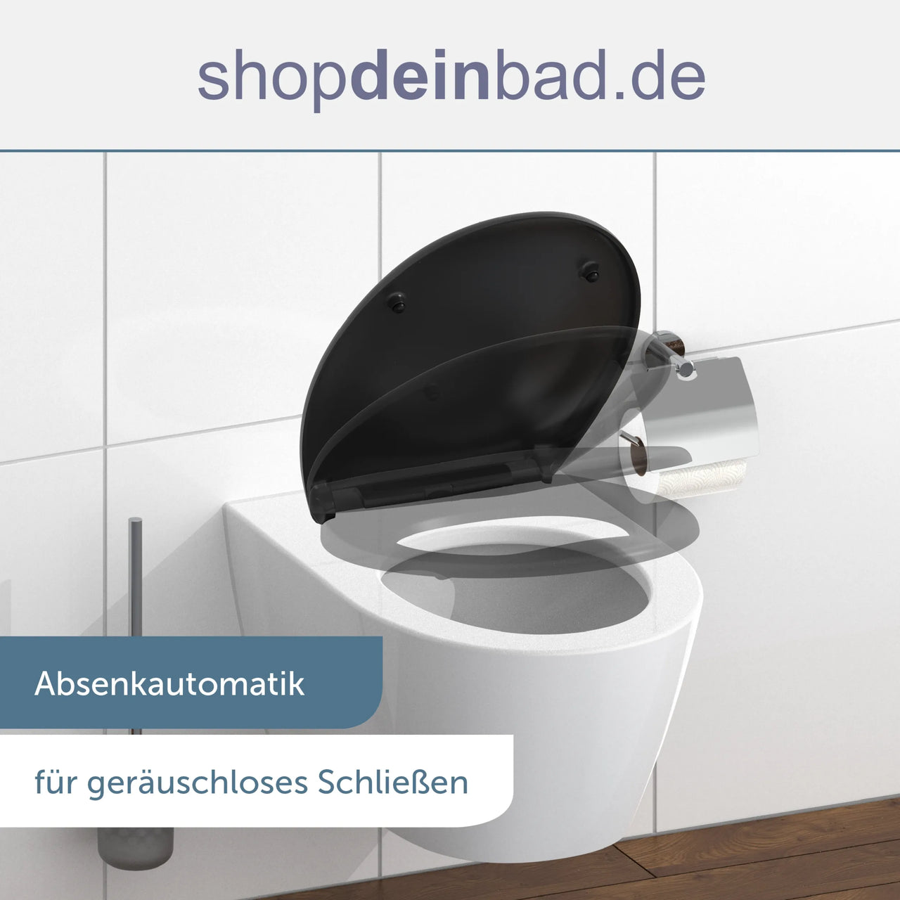 WC-Sitz schwarz mit Absenkautomatik und Schnellverschluss