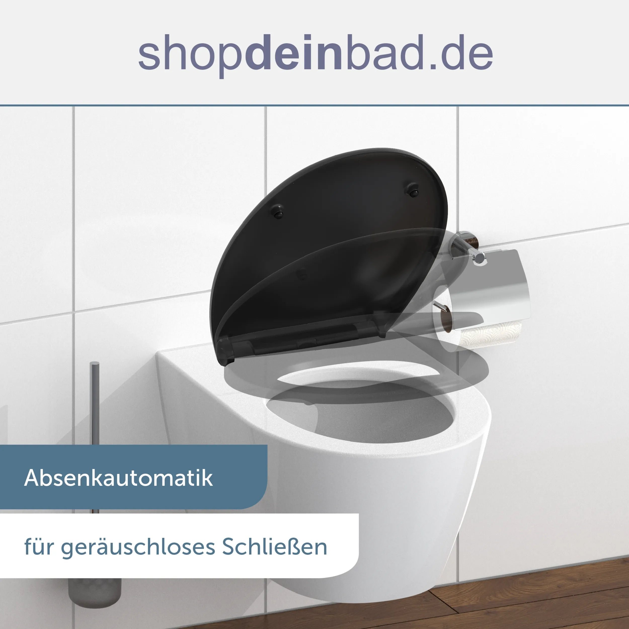 WC-Sitz schwarz mit Absenkautomatik und Schnellverschluss