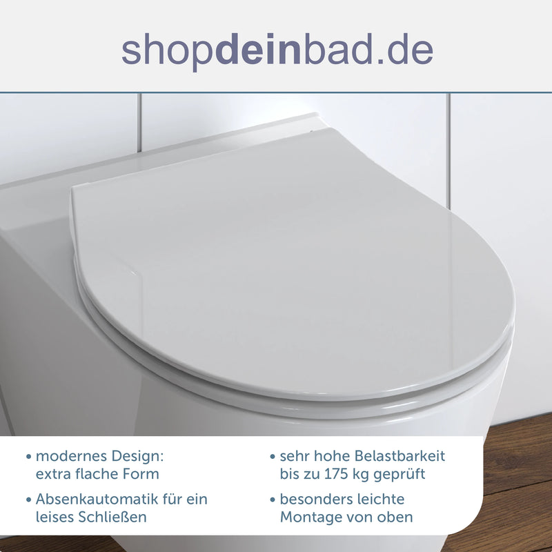 WC-Sitz SLIM grau mit Absenkautomatik und Schnellverschluss