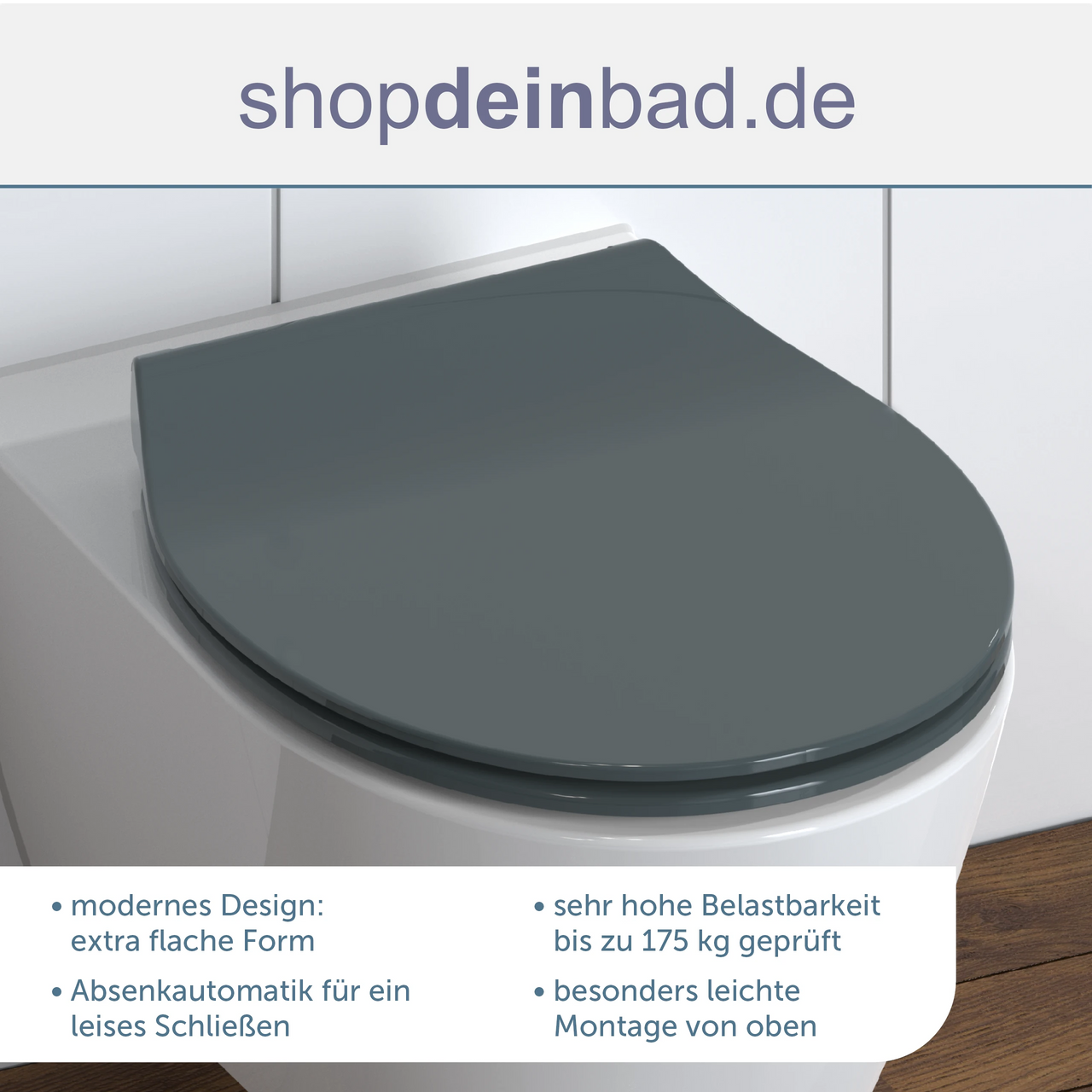 WC-Sitz SLIM anthrazit mit Absenkautomatik und Schnellverschluss
