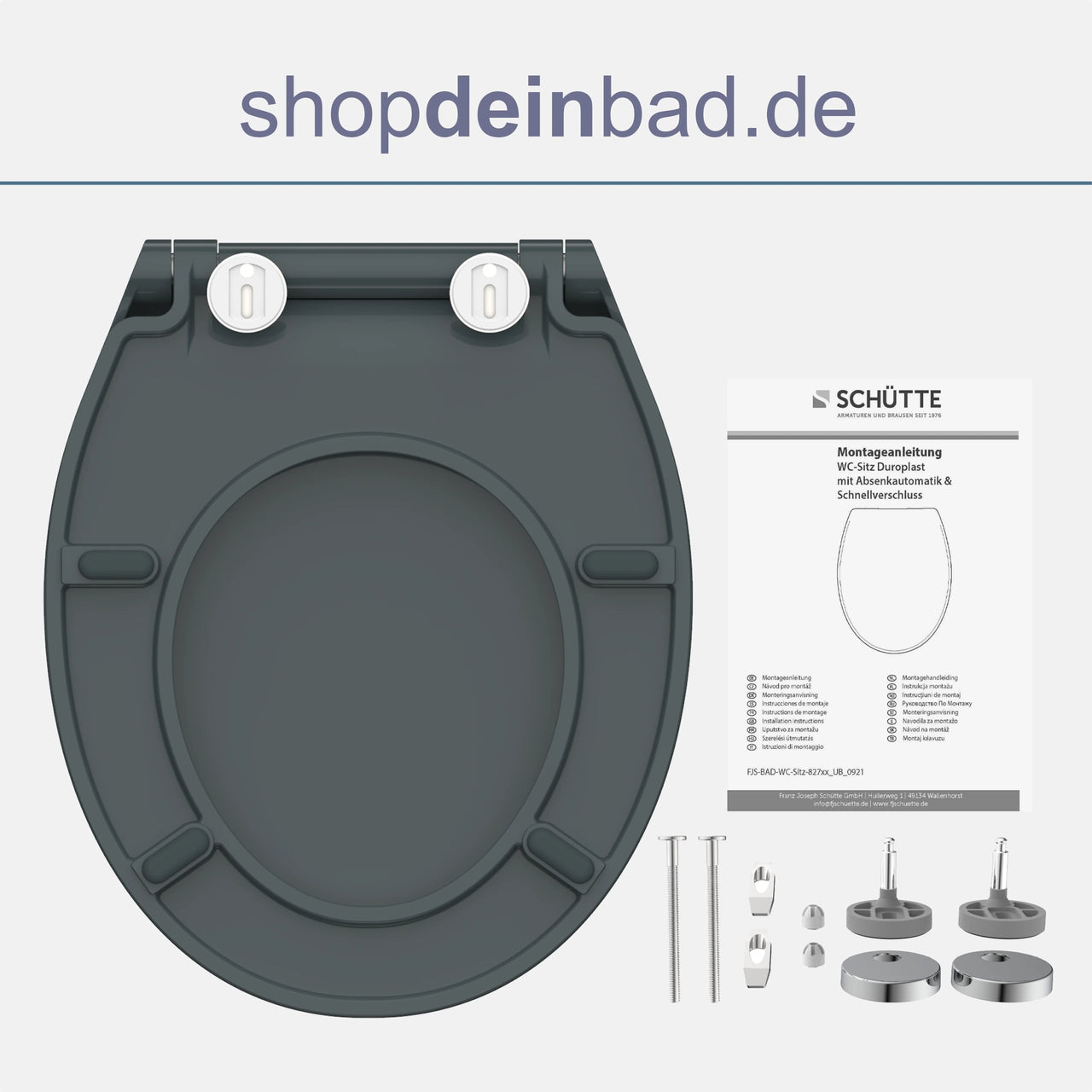 WC-Sitz SLIM anthrazit mit Absenkautomatik und Schnellverschluss