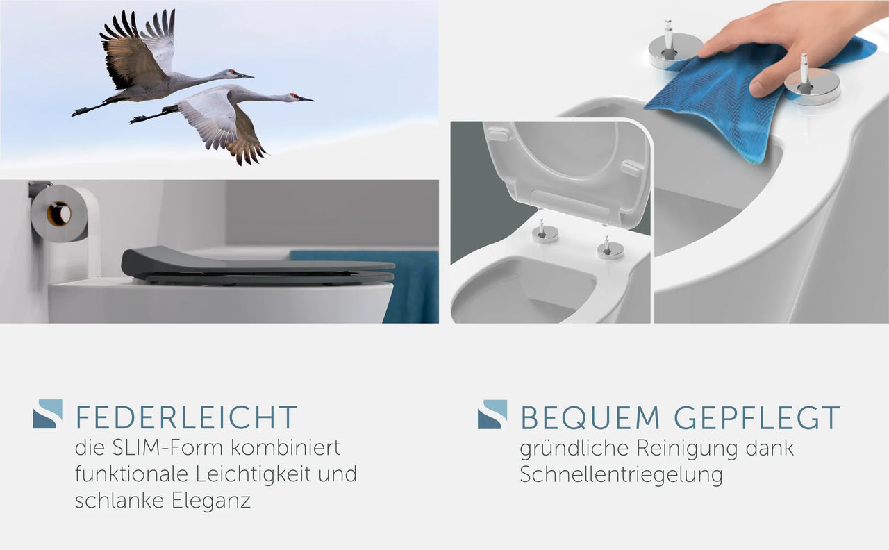 WC-Sitz SLIM anthrazit mit Absenkautomatik und Schnellverschluss