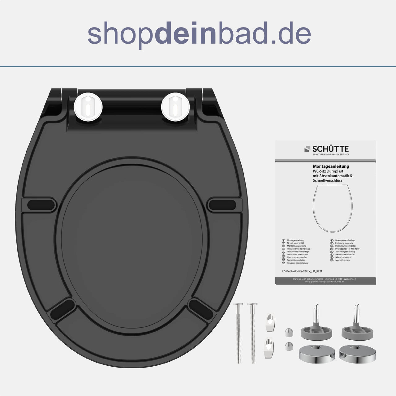 WC-Sitz SLIM schwarz mit Absenkautomatik und Schnellverschluss