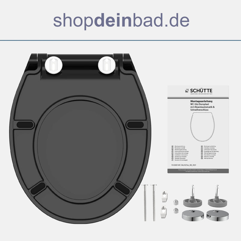 WC-Sitz SLIM schwarz mit Absenkautomatik und Schnellverschluss