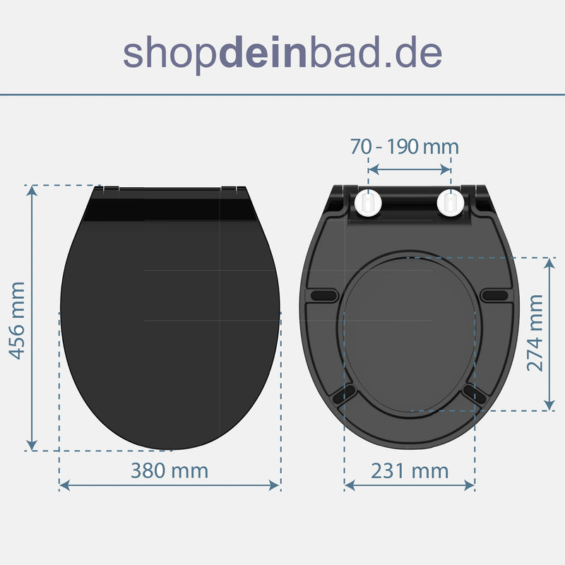 WC-Sitz SLIM schwarz mit Absenkautomatik und Schnellverschluss