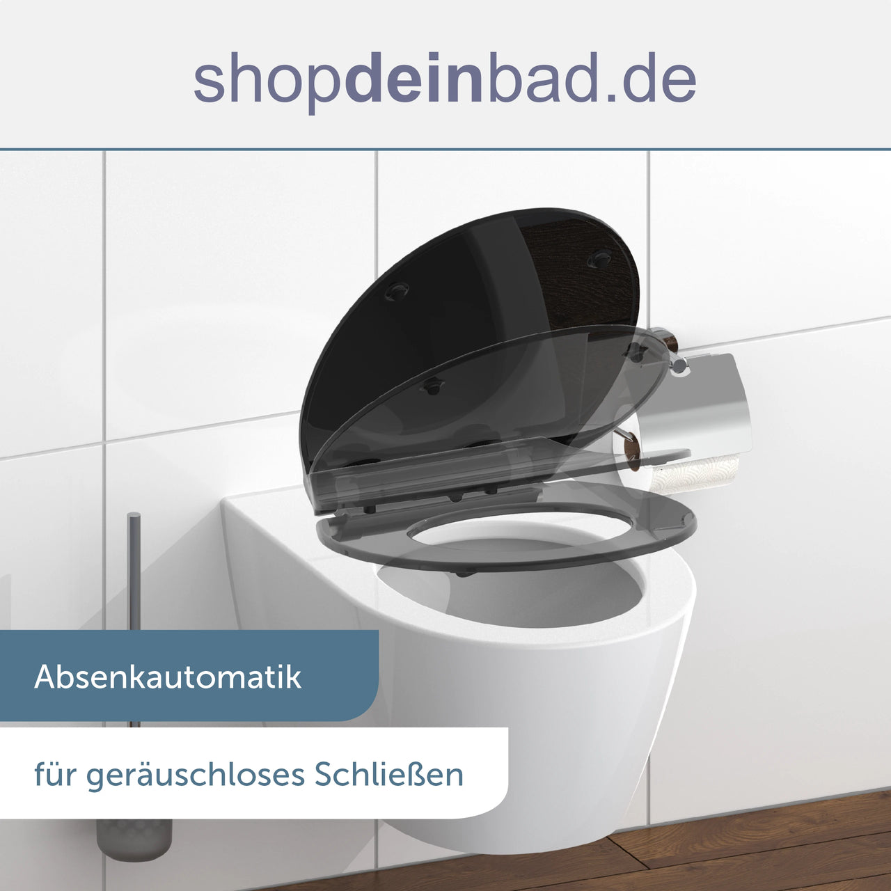 WC-Sitz SLIM schwarz mit Absenkautomatik und Schnellverschluss