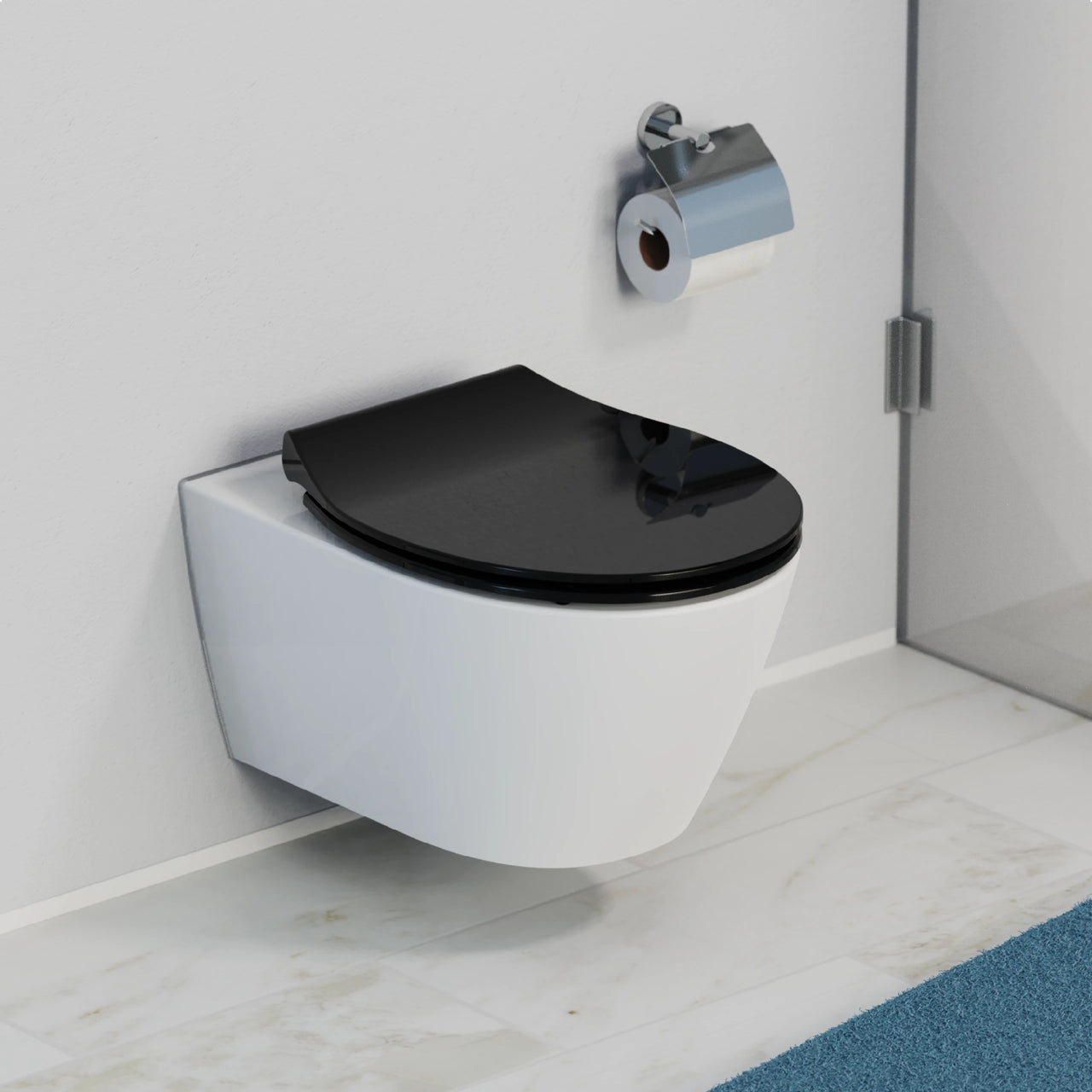 WC-Sitz SLIM schwarz mit Absenkautomatik und Schnellverschluss