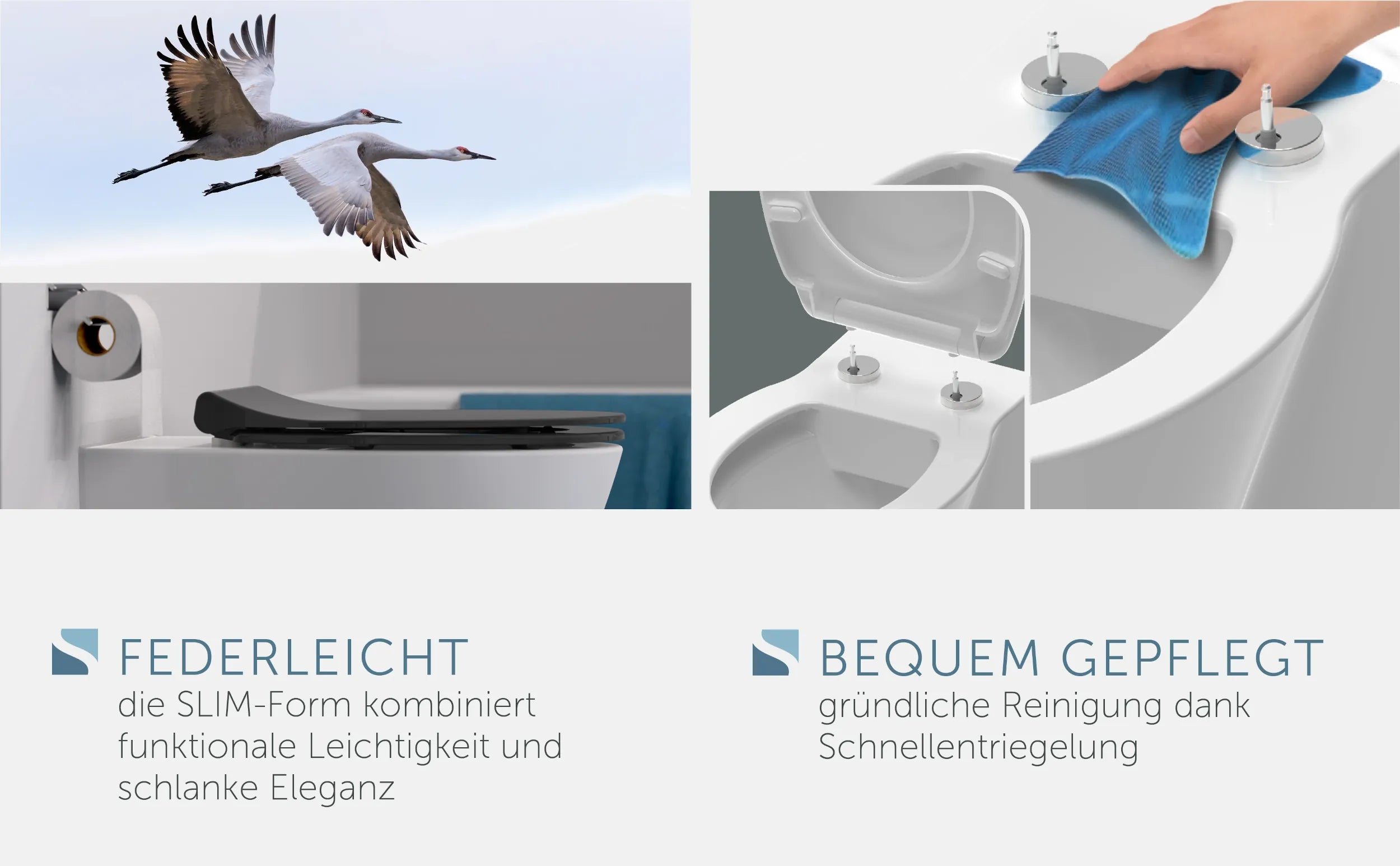 WC-Sitz SLIM schwarz mit Absenkautomatik und Schnellverschluss
