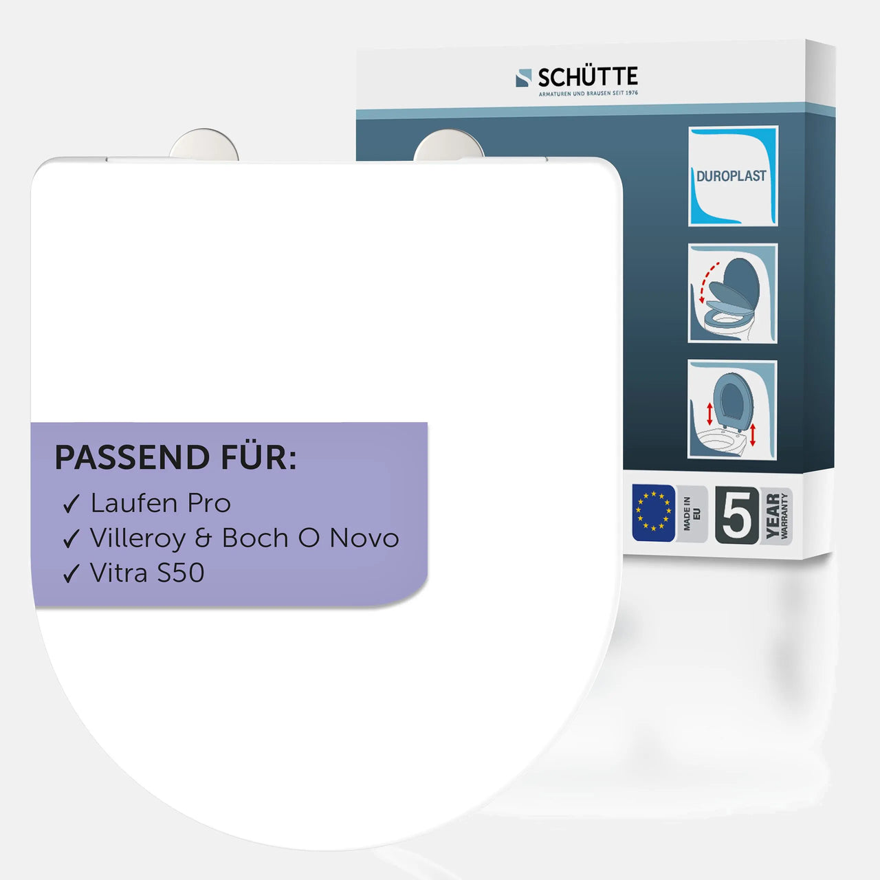 WC-Sitz, D-Form, PRO 2, weiß mit Absenkautomatik und Schnellverschluss