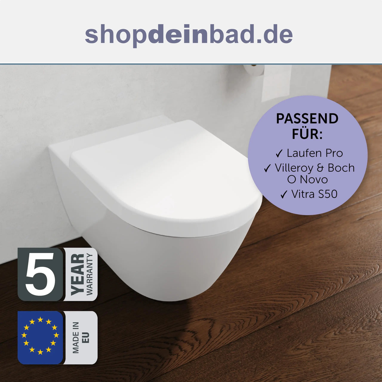 WC-Sitz, D-Form, PRO 2, weiß mit Absenkautomatik und Schnellverschluss