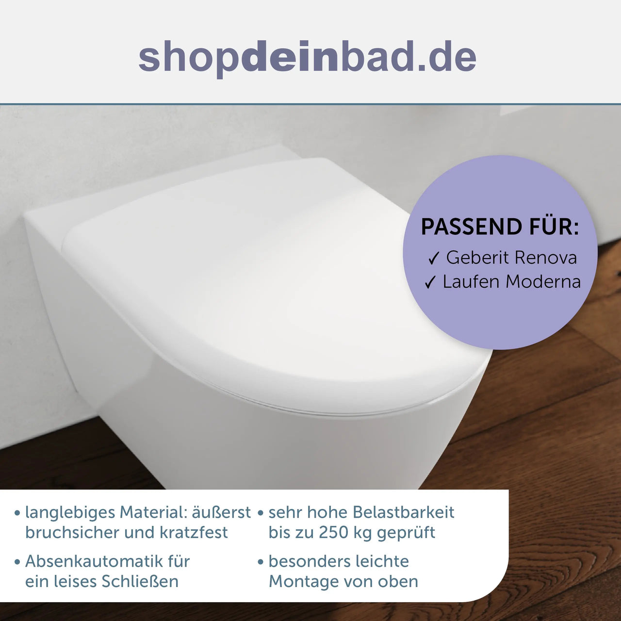 WC-Sitz, D-Form, PRO 3, weiß mit Absenkautomatik und Schnellverschluss