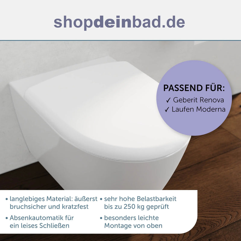 WC-Sitz, D-Form, PRO 3, weiß mit Absenkautomatik und Schnellverschluss
